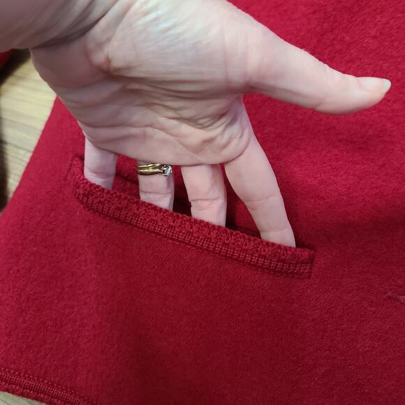 VTG Geiger Austria Womens Red Boiled Wool Size 42 Large Sweater Cardigan Preppy - Picture 4 of 11